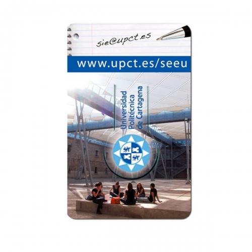 Tarjeta marcapáginas promocional 7,5 x 4,5 cm