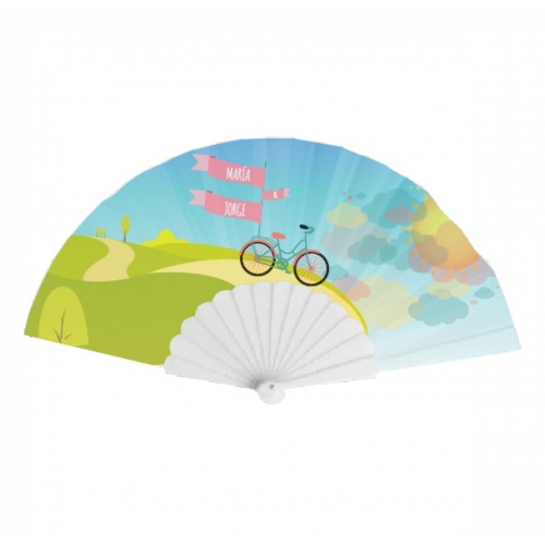 Abanico para bodas con ilustración personalizada