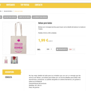 Detalle presupuesto de página web con catálogo completo de Makito