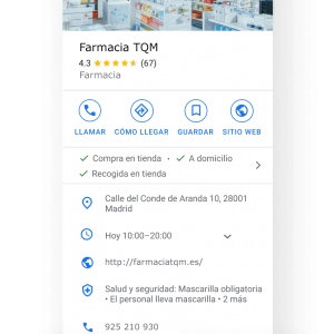 Calendario Farmacia reseña Google