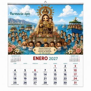 Calendario pared Virgen personalizado